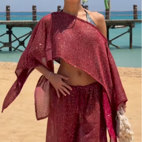 Off-the-shoulder Dress With A Wrap-style Bodice And Large Ruffled Hem