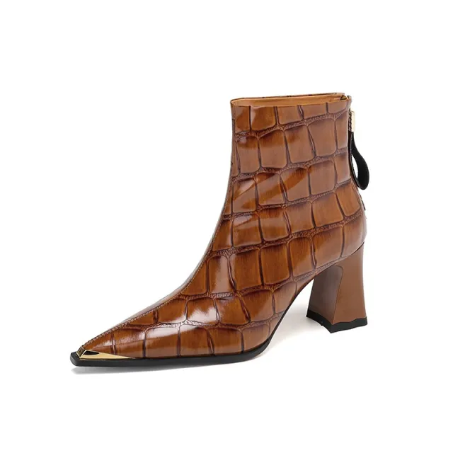 New Autumnwinter Pointed toe Ankle Boots Featuring Slender Stiletto Heel And A Back Zipper Brown - Shop at LoveMi