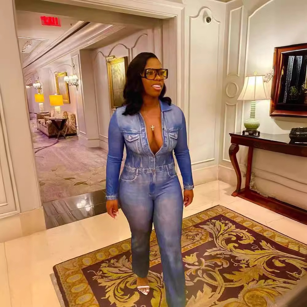 Denim-print Jumpsuit - Image 4