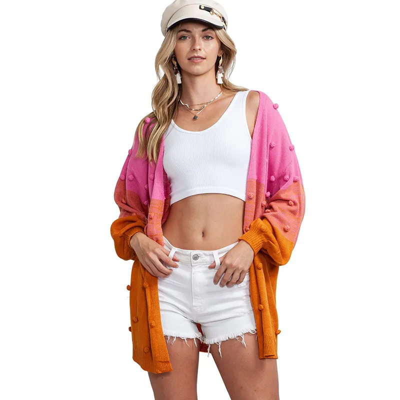 Gradient Color Loose Fashion Personalized Knitted Coat - Color