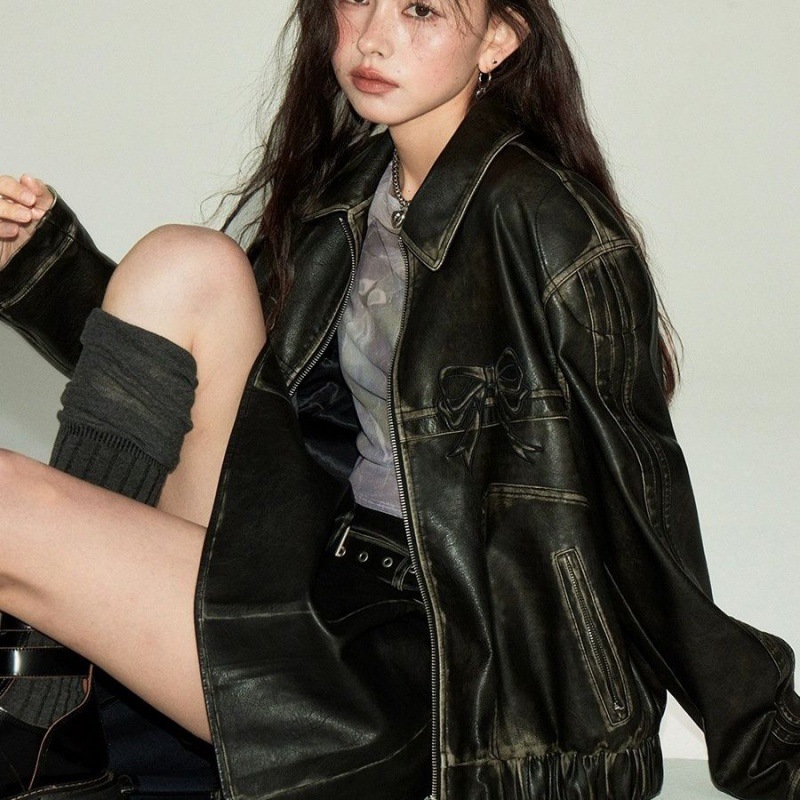 Bow Biker’s Leather Jacket Women
