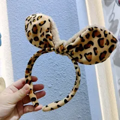 Plush Fluffy Leopard Bow Headband - Leopard Bow - View 1