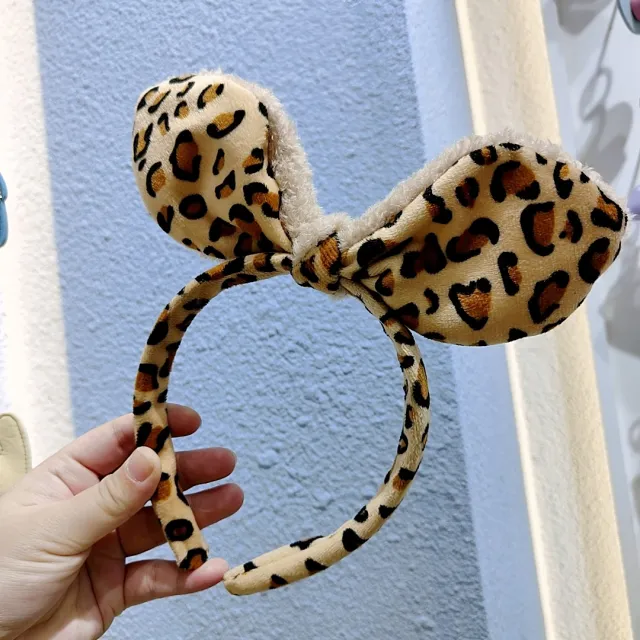 Plush Fluffy Leopard Bow Headband Leopard Bow - Shop at LoveMi