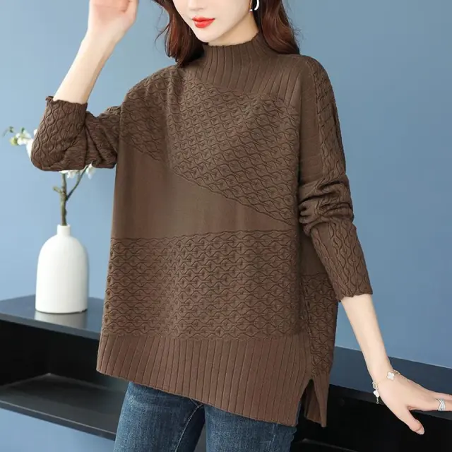 Loose And Idle Women's Plus Size Slimming Belly covering Sweater Brown - Shop at LoveMi