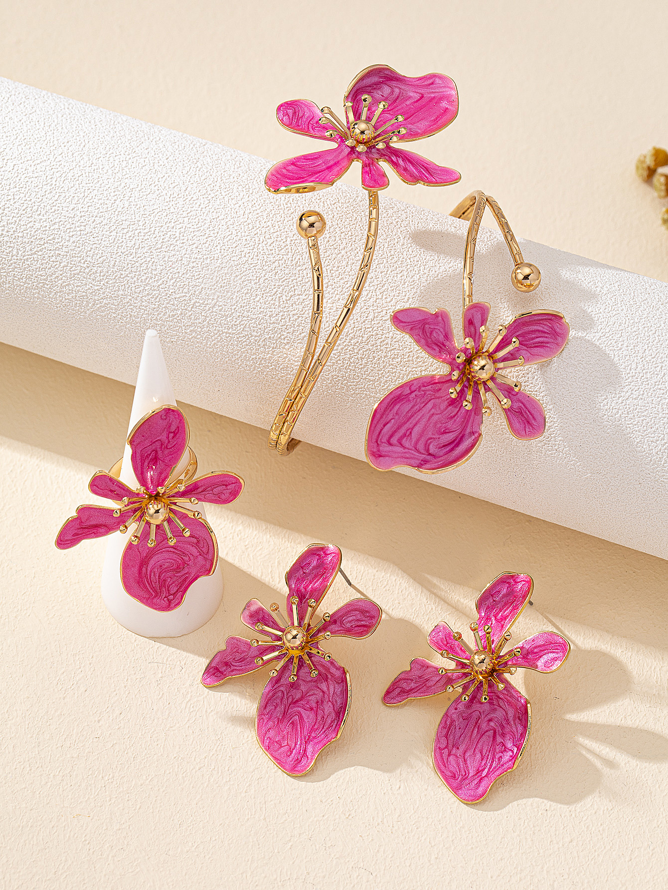 Natural Pearl Flower Earring Set