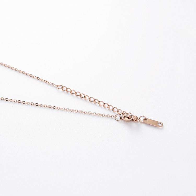 Title 8, Rose gold LOVE strip titanium steel necklace cl...