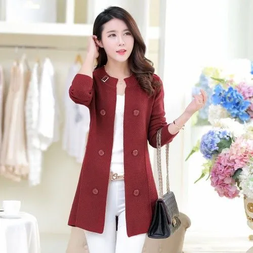Women's New Slim Fit Sweater Coat - Wine Red