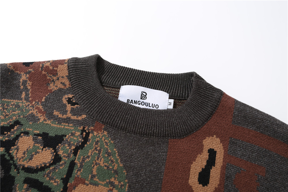 European And American Style Vintage Jacquard Knitted Sweater