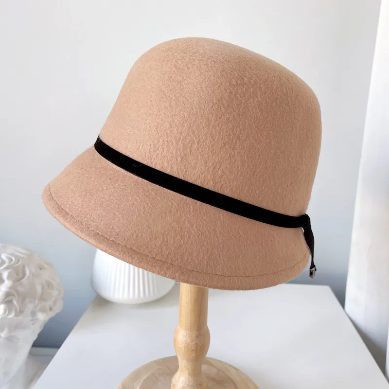 Wool Felt Hats Fine Bow Ladies - Khaki