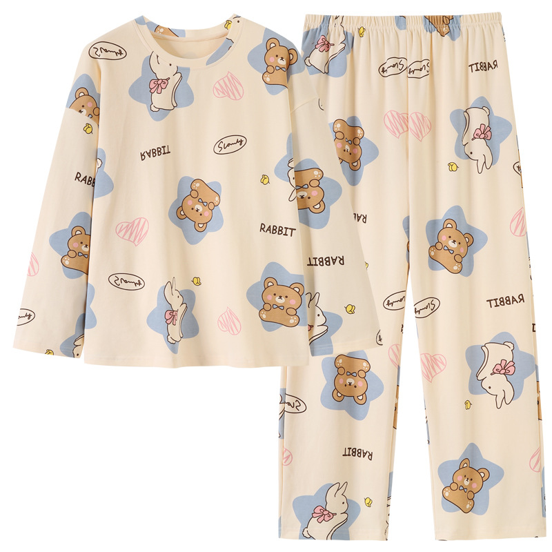 Women's Cotton Pajamas Spring And Autumn Long-sleeved Trousers