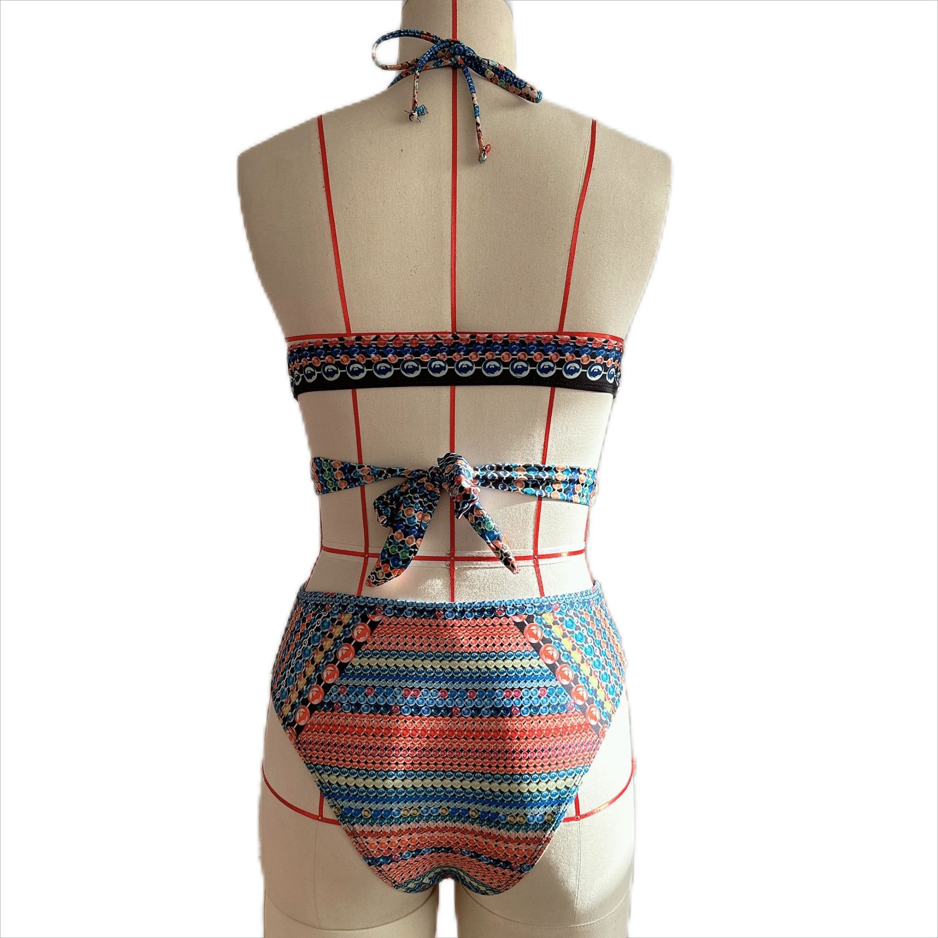 Bikini Cross Bandage Swimsuit High Waist Veils Split Three-piece Suit