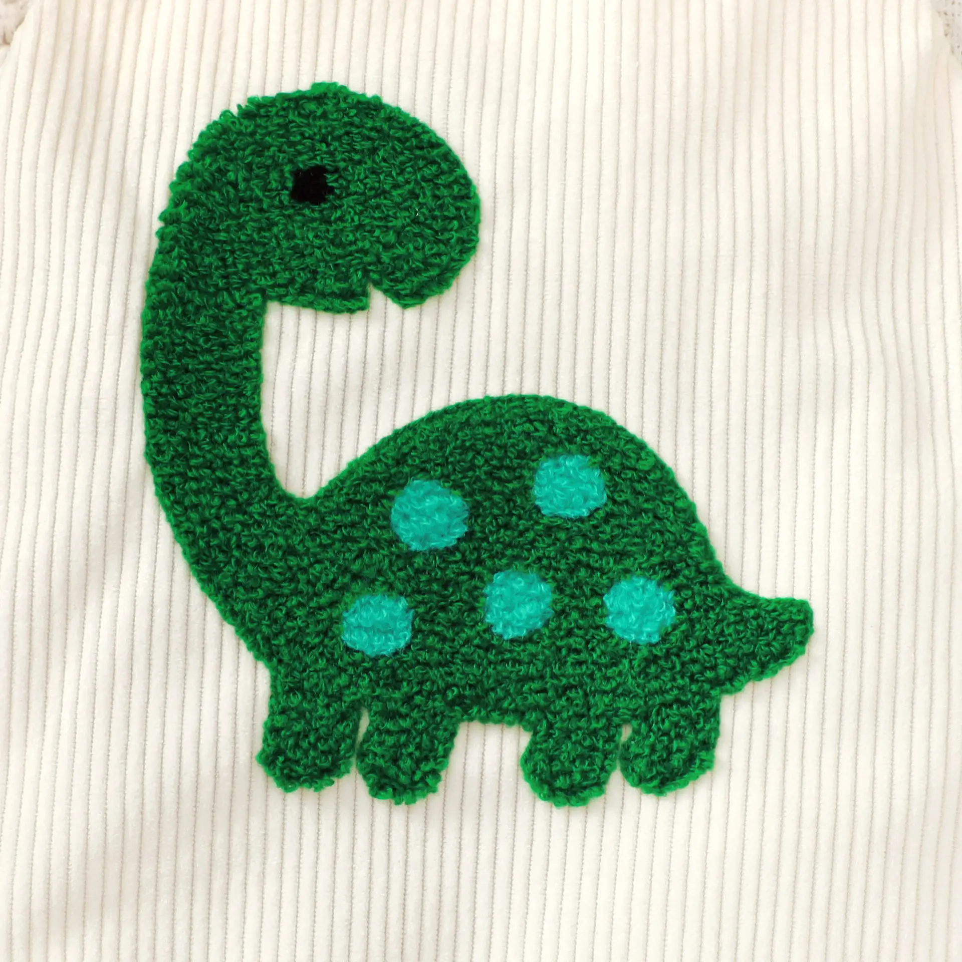 Baby Green Corduroy Turtle Towel Embroidery Sling Romper