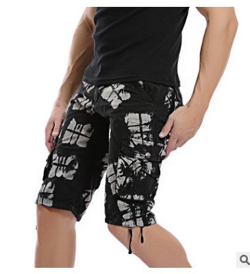  Men's New Cargo Shorts Korean Style Loose 5 Point Pants Multi Pocket Casual Camouflage Sports Pants 6603