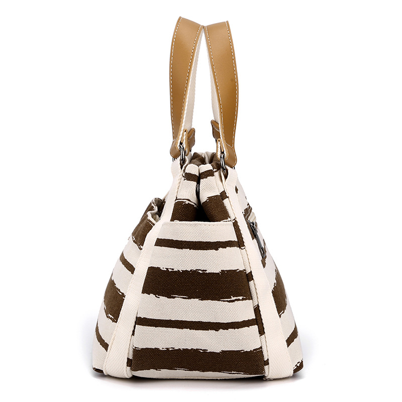 Outdoor Fashion Canvas Large Capacity Striped One-shoulder Storage Handbag — foto 10