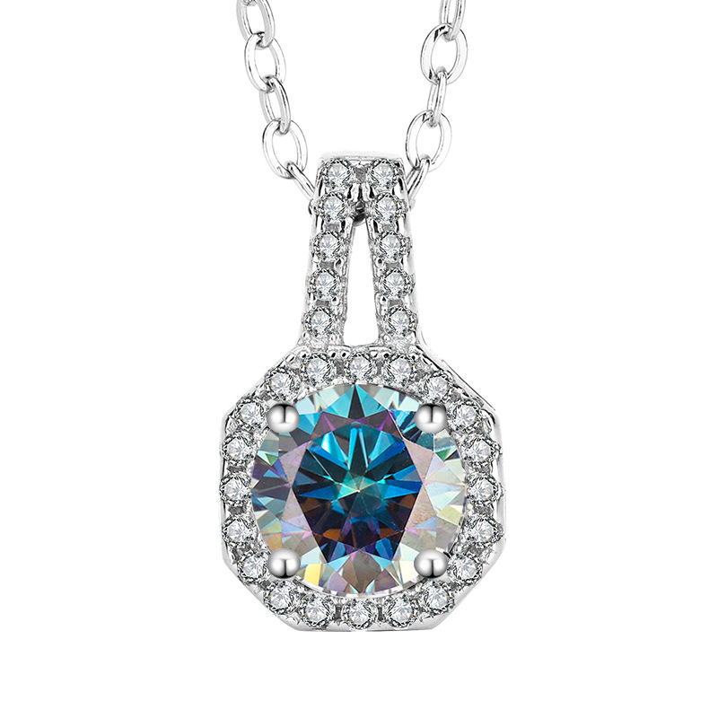 Moissanite Pendant Necklace Silver Pendant Women
