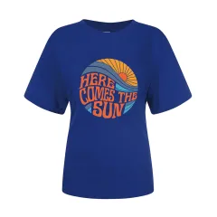 Printed Men's And Women's Loose Short-sleeved T-shirt - Blue - View 1