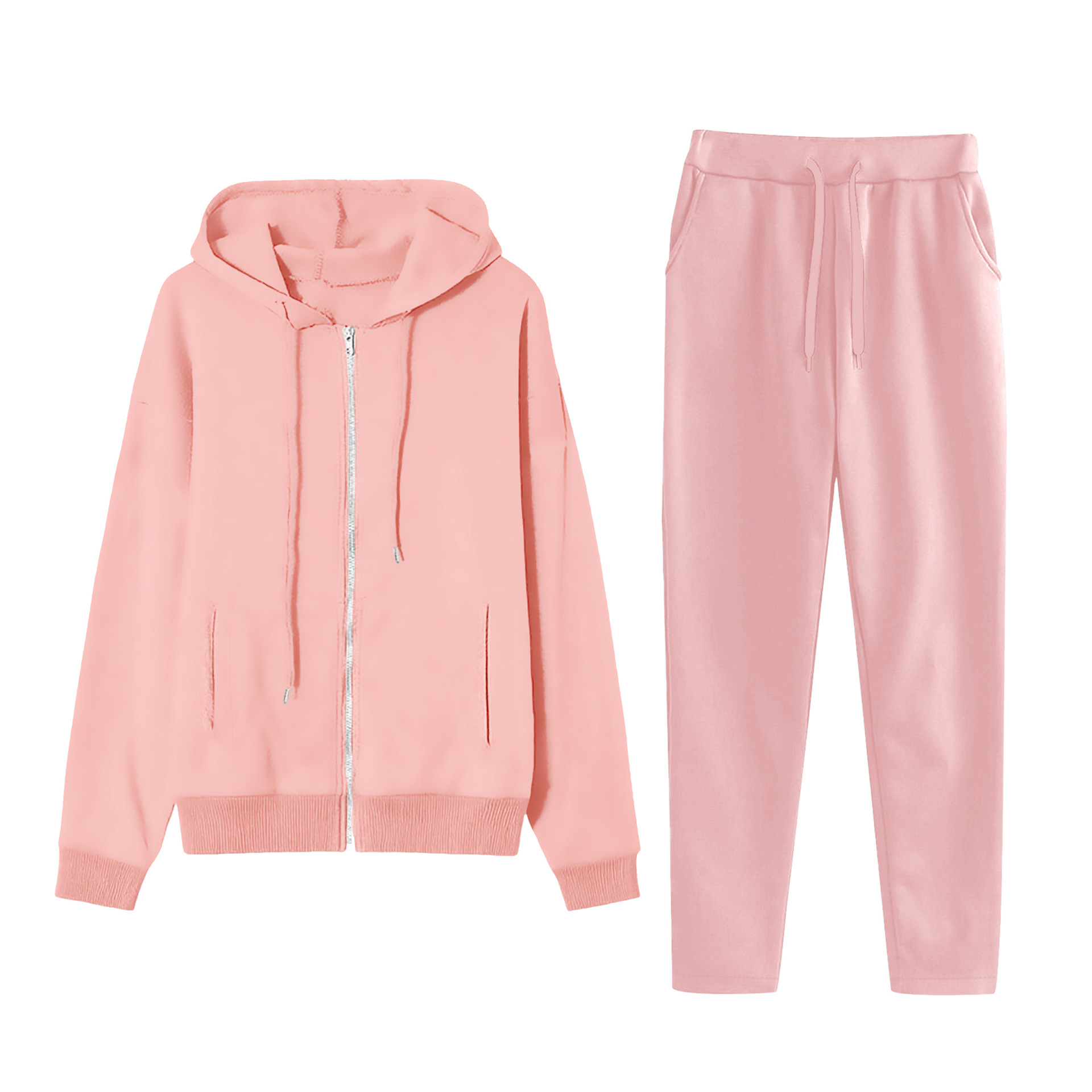 Womens Zip-Up Sweatshirt And Pants Two-Piece Set