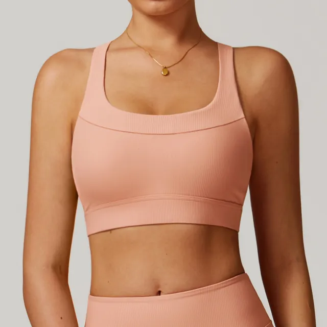 Threaded Tight Beauty Back Yoga Bra Top Soft Light Orange - Shop at LoveMi