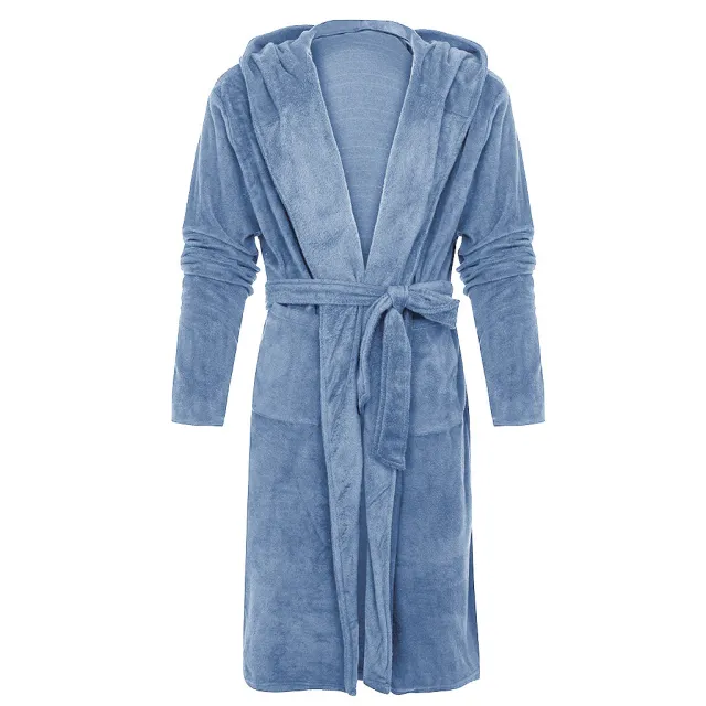 Women's Long Bathrobe With Belt Light Blue - Shop at LoveMi