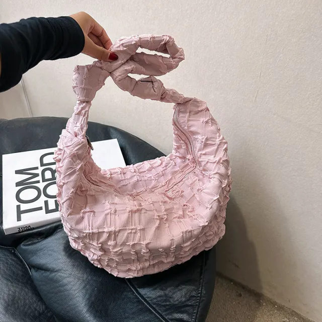 Mesh Female Cloud Bag Crossbody Pink - Shop at LoveMi