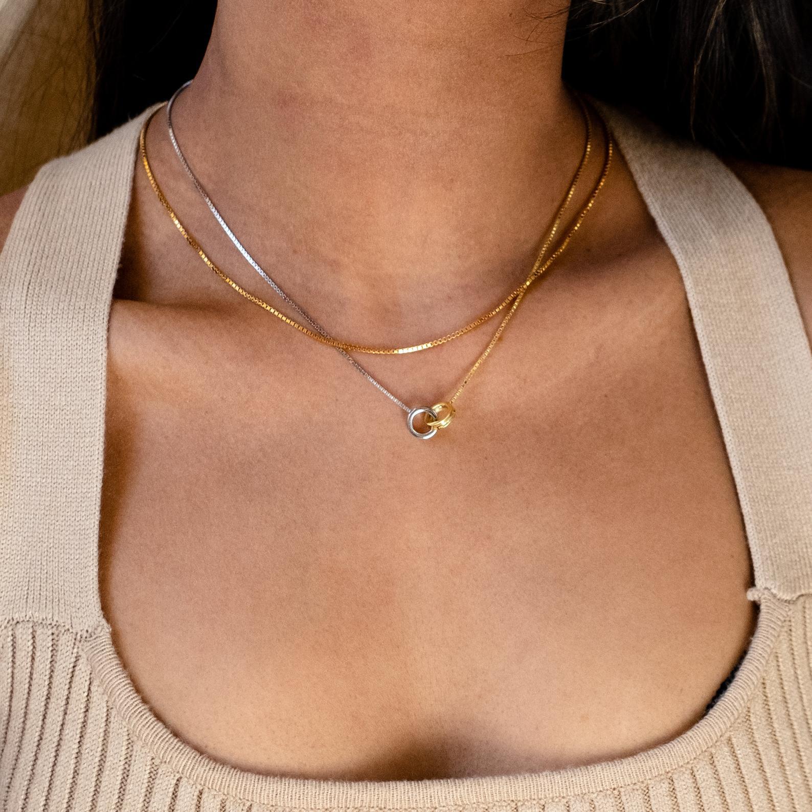 Titanium Steel High Color Retention Eternal Ring Asymmetric Stitching Necklace