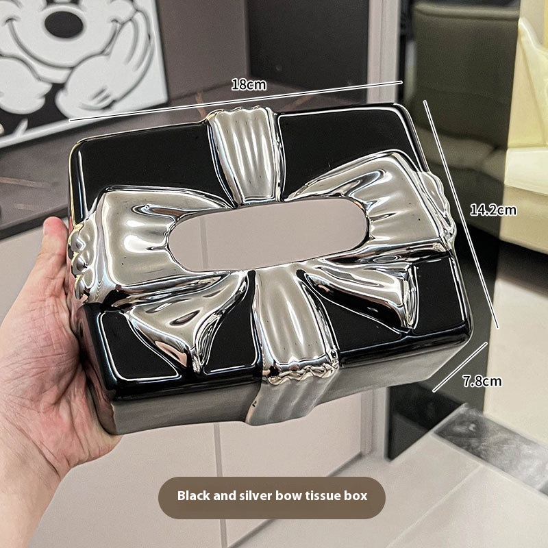 Bow Tissue Box Black