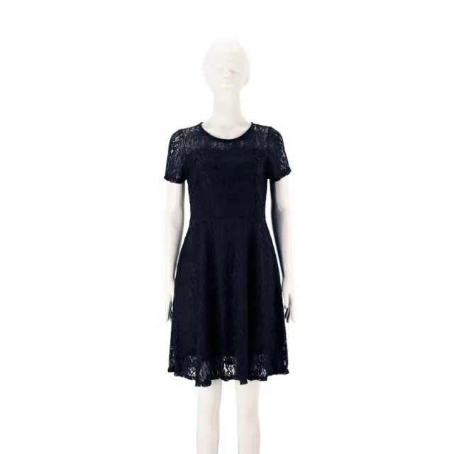 Round Neck Short Sleeve Lace Dress Black - Shop at LoveMi
