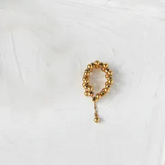 French Retro Three Rows Round Beads Multi-layer Bracelet Women - Gold Ring - View 1