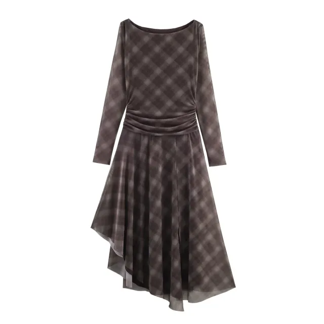 Women's Casual Versatile Asymmetrical Skirt Dress Brown - Shop at LoveMi