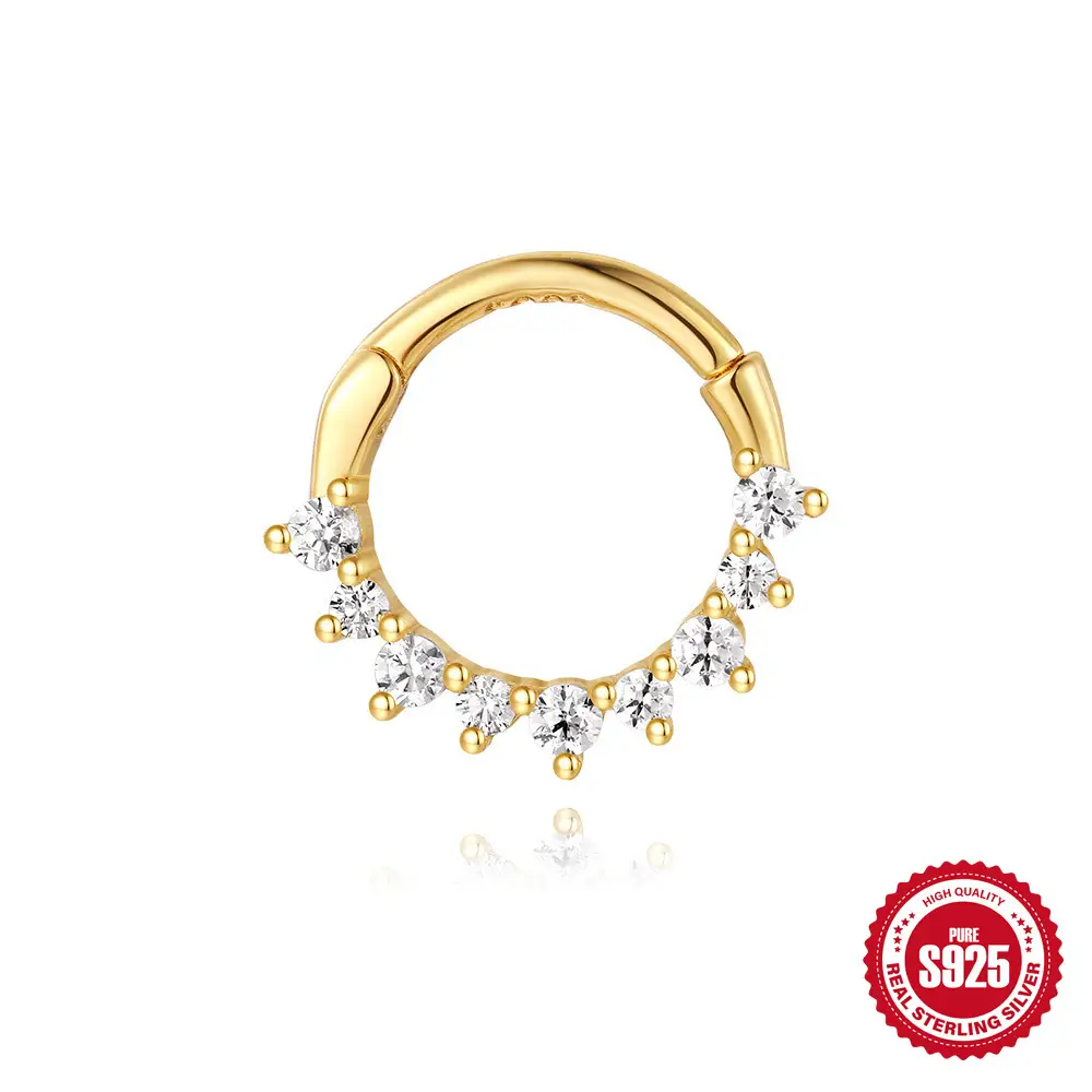 Sterling Silver Diamond Piercing Cartilage Ear Ring Women