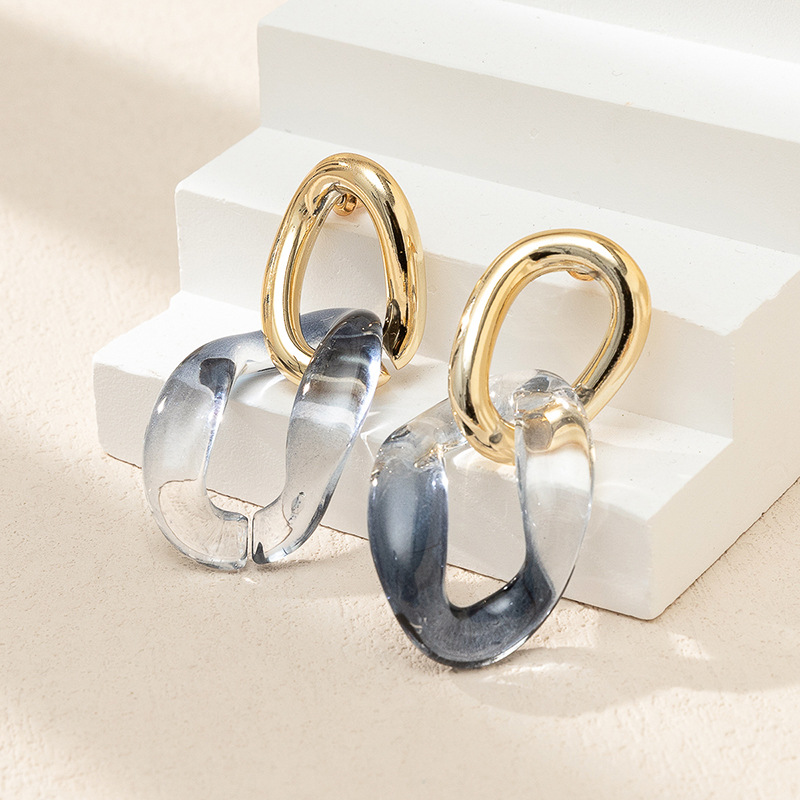 UV Chain Earrings Female Resin Exaggerated