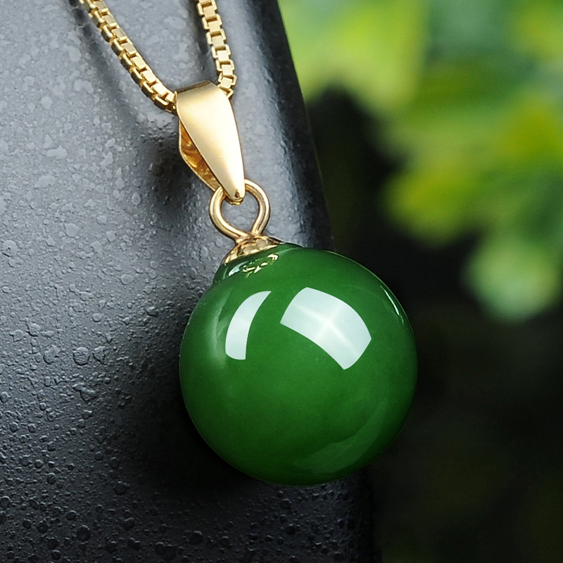 Beeswax Amber Round Beads Pendant Women's Golden Clavicle Chain