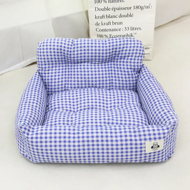 Car mounted Pet Outing Nest Stain resistant Dog Outing Blue Plaid - Shop at LoveMi