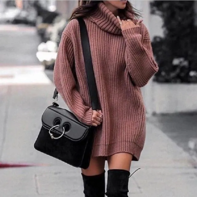 Fashionable Knitted Dress Sweaters Women's Clothing Dark Pink - Shop at LoveMi