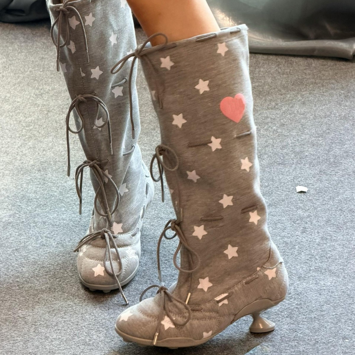 Printed Strap Knee-length Elastic Thigh-high Boots For Women