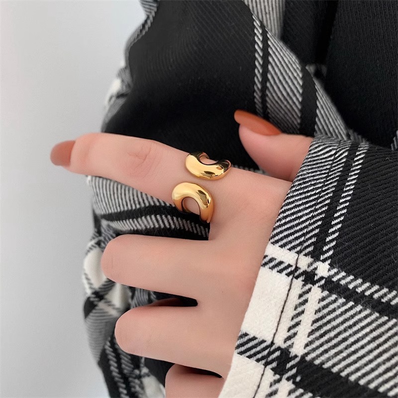 Retro Geometric Open Titanium Steel Ring For Women