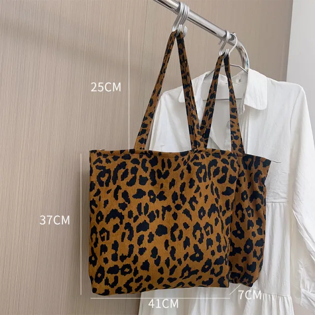 Length Adjustable Vintage Leopard Print Large Shoulder Zipper Bag Leopard - Shop at LoveMi