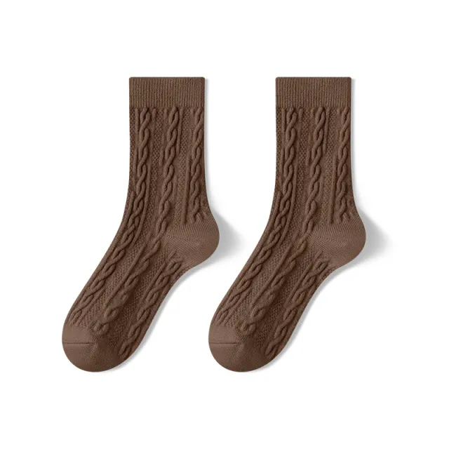 Autumn And Winter Mid calf Boneless Thickened Solid Color Women's Cotton Socks Brown - Shop at LoveMi