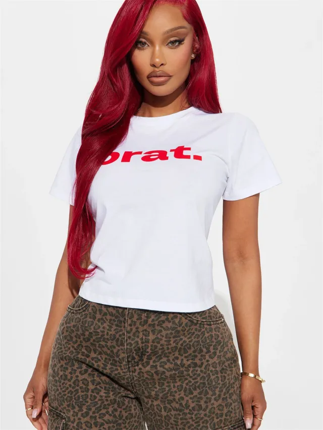 Round Neck Midriff baring Cropped T shirt Short Sleeve Red - Shop at LoveMi