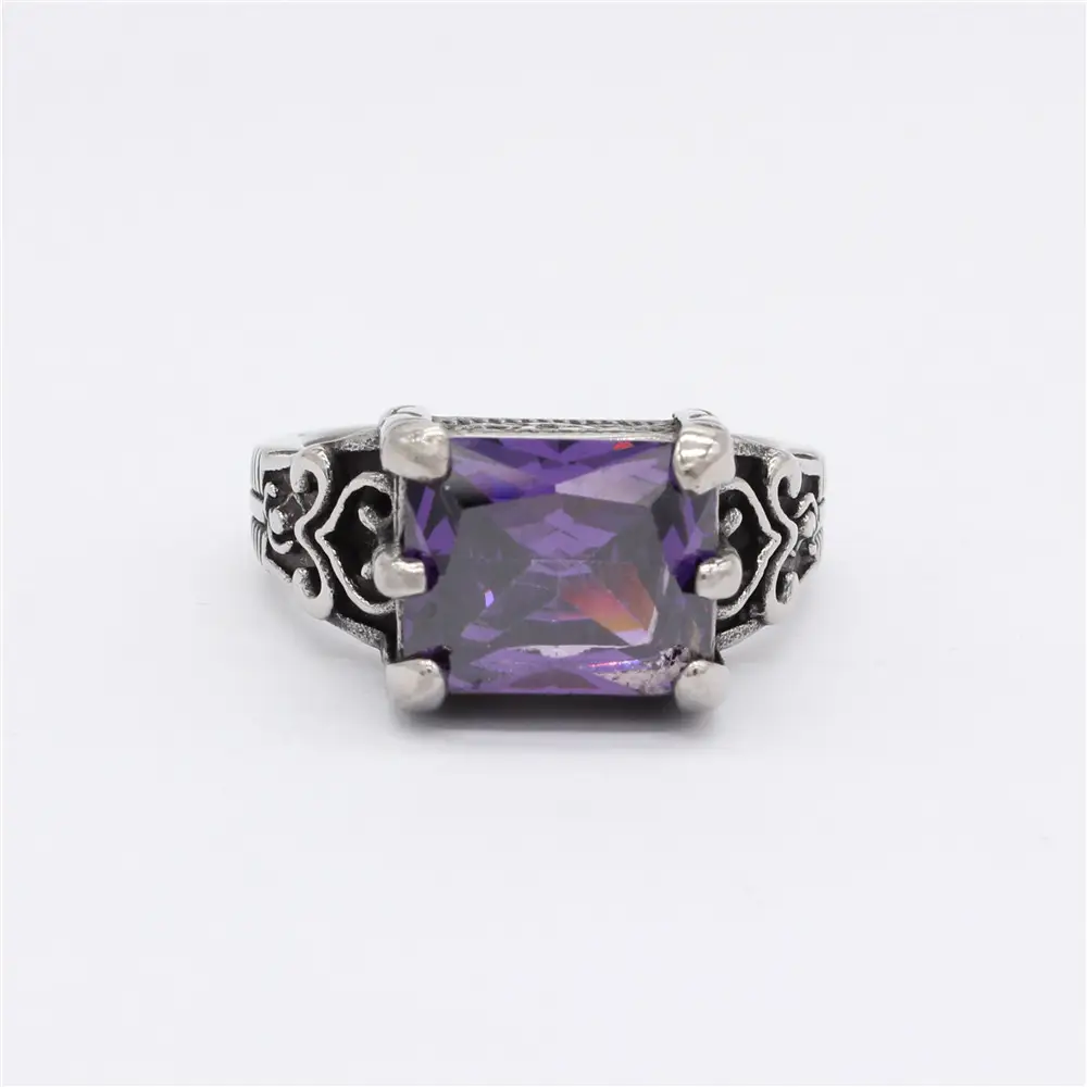 Square Black Onyx Men's Titanium Steel Ring