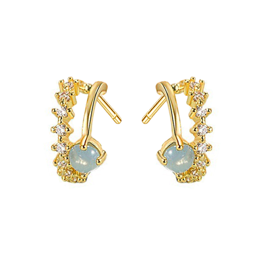 Fashion Opal Stud Earrings Simple