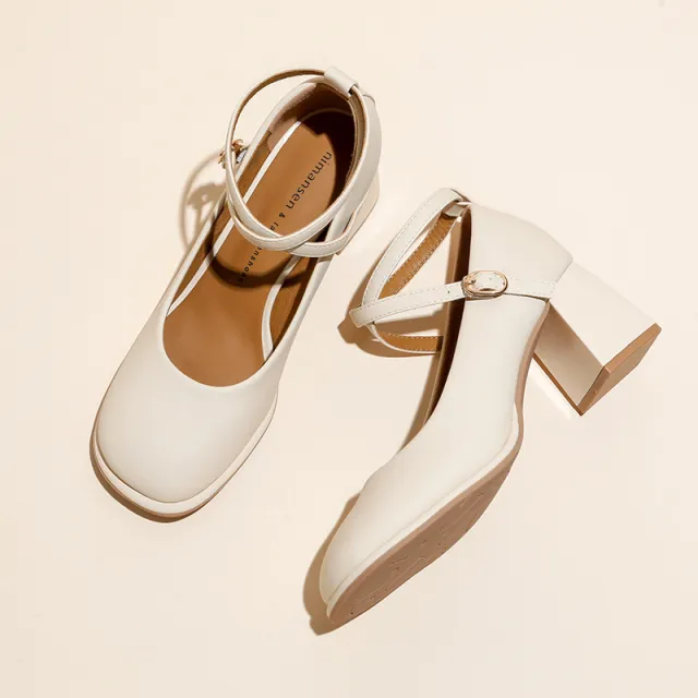 Women's Chunky Heel High Heel Shoes Strap Apricot - Shop at LoveMi