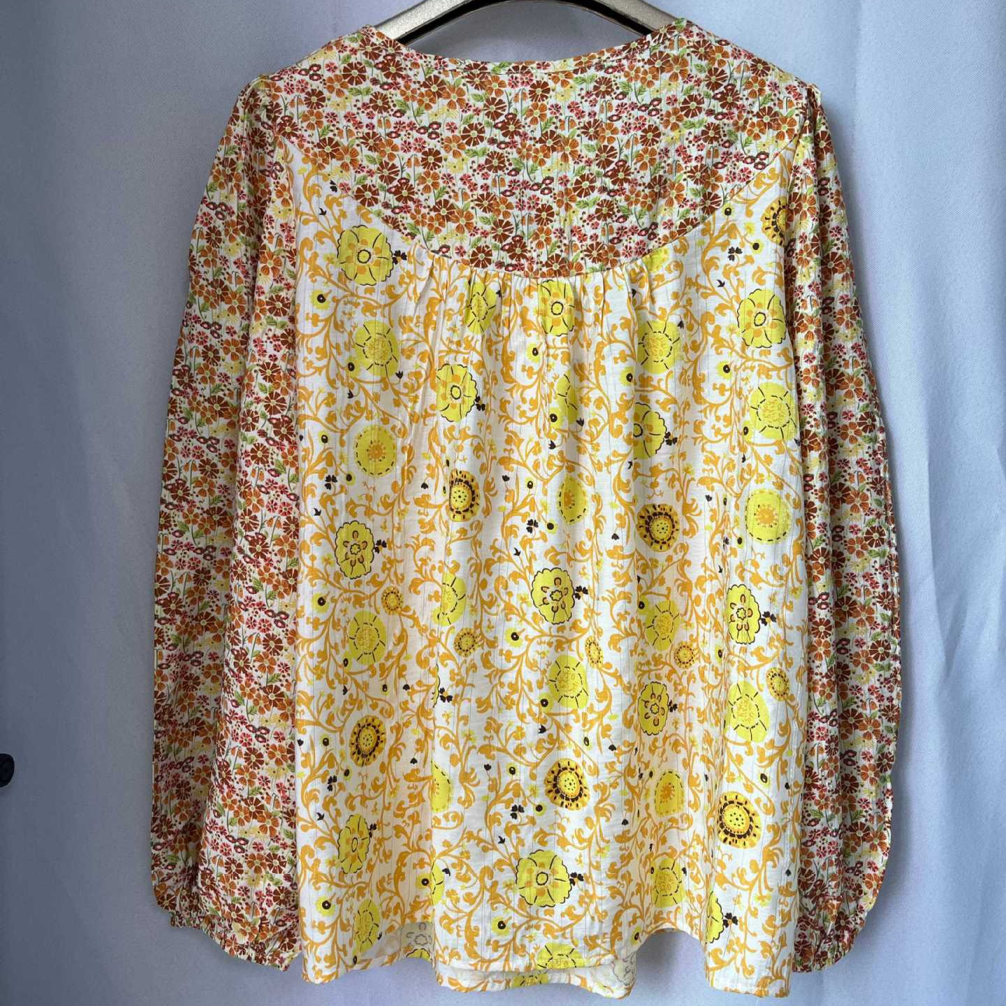 Long Sleeve Lace-up Crew Neck Pullover Floral Casual Women's Top