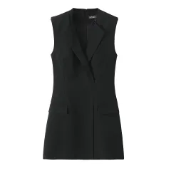 Women's Padded Shoulder Short Dress - Black - View 1