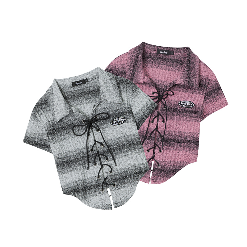 Women's Special-interest Design Sweet And Spicy Short Top Striped Shirt