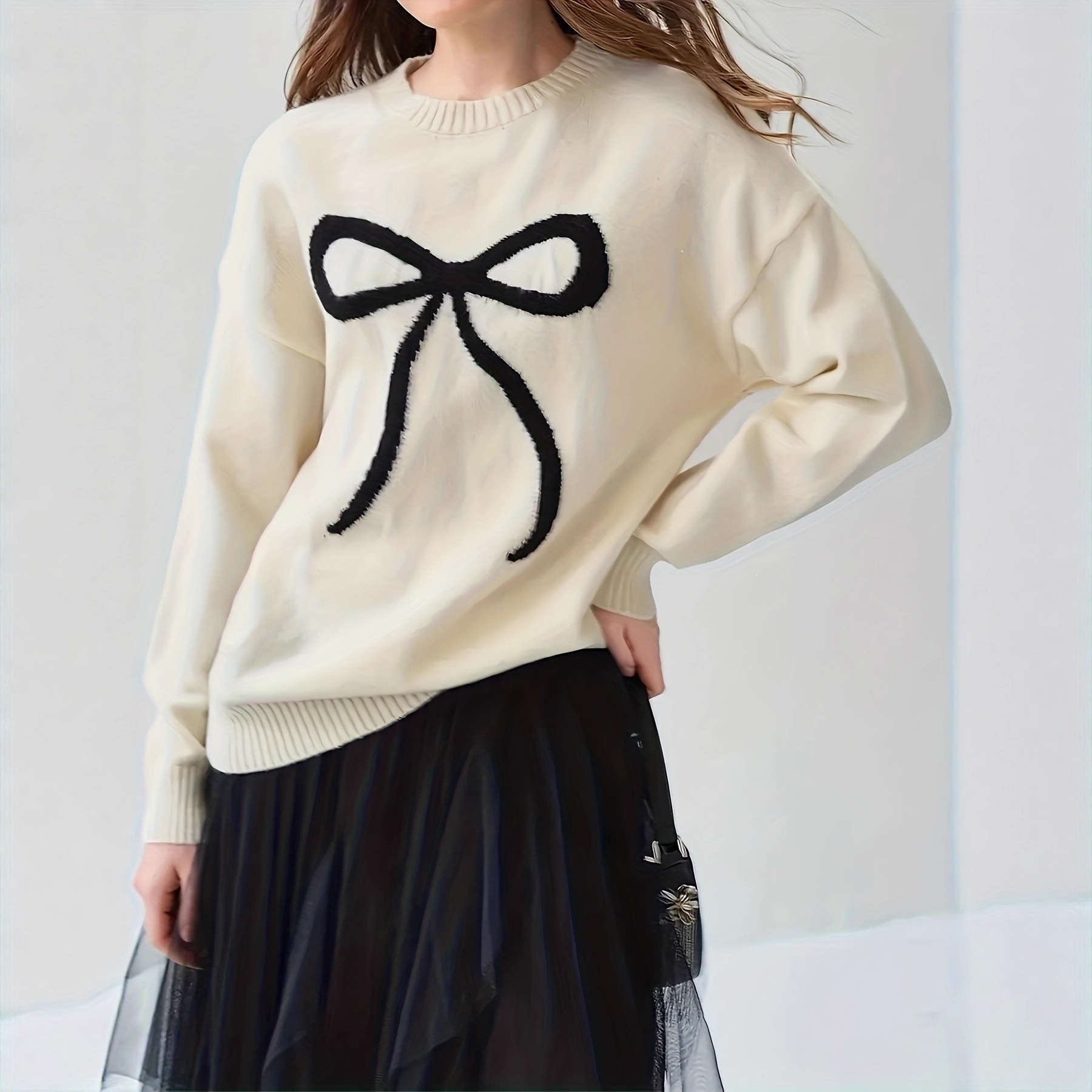 Womens New Fallwinter Korean-style Outfit Long-sleeve Top