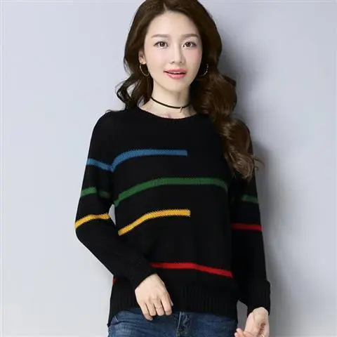 Women's Korean style Round Neck Long Sleeve Top 811 Black - Shop at LoveMi