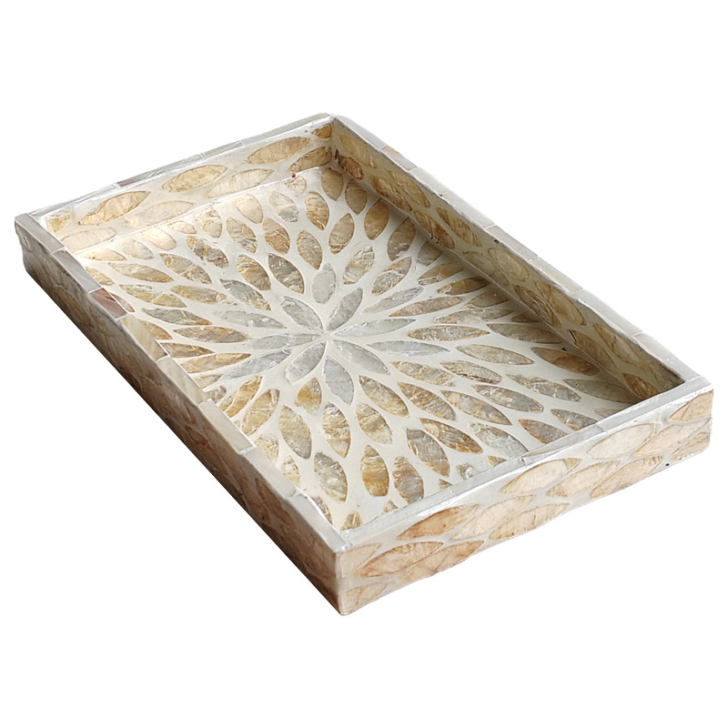 Rattan shell snack storage tray (golden leaf)