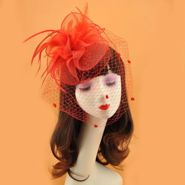 Women's British Elegant Retro Veil Top Hat Red - Shop at LoveMi