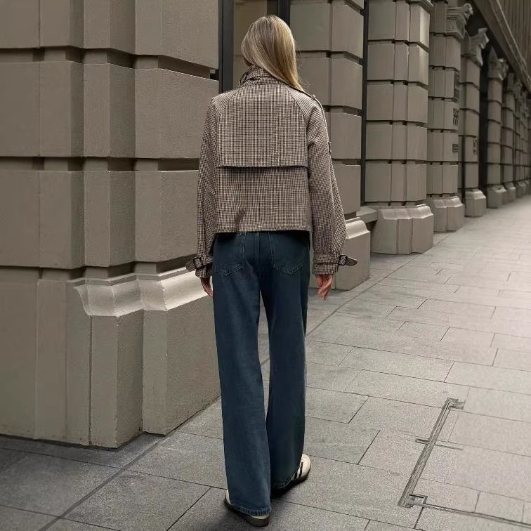 Womens Relaxed-fit Casual Houndstooth Coat